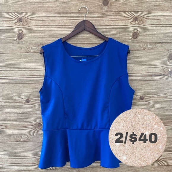 ROYAL BLUE PEPLUM TOP NEW XL FLATTERING - Picture 1 of 7